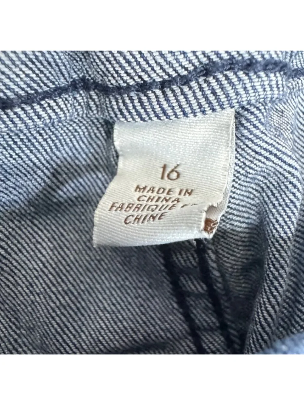 Vintage America Womens Paperbag Waist Denim Pants Size 16 Regular Blue Cotton